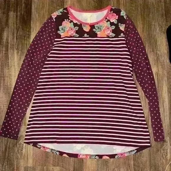 Women’s Matilda Jane Calling Bird Top Striped Floral size M - Picture 1 of 2